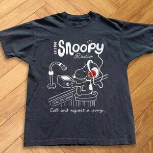 Black - Snoopy Radio Cartoon Graphic T-shirt Cute